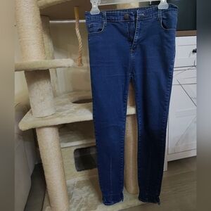 K-pop Style Blue High-Rise Skinny Women's Jeans